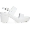 white heeled sandals