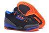 Women Jordan III Black Orange Royal Blue and Cement Grey Nike Brand Sneakers