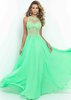 2015 Long Spring Green Illusion High Neck Cut Out Back Prom Dress At www.darlingpromgown.com