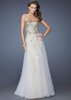 White Gold La Femme Sequined Strapless Dress