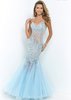 Blush Ice Blue Beaded Straps Illusion Dress