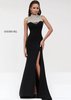 2015 Black Long Beaded High Neck Sherri Hill 21355 Jersey Side S