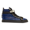 Giuseppe Zanotti Navy Croc Embossed Ringo Sneakers