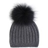 Gray Cashmere Pompom Hat