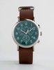 Timex Weekender Chornograph Oversized Leather Watch In Brown