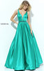 5  Beaded Plunging V Neckline 2017 Emerald Open Back Sleeveless Sherri Hill 50496 A Line Long Satin Evening Dresses