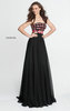 Sherri Hill 50984 Straight Neckline Beaded Waistband Black 2017 Floral Applique Strapless Long Crepe Prom Dresses