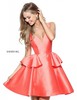 2017 Sherri Hill S50888 Coral V Neck A Line Ruffled Satin Homecoming Gown