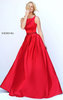 2016 Red Sherri Hill 50502 A Line Long Taffeta Evening Gowns Beaded Waist