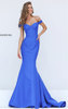 2017 Off Shoulder Sweet Sherri Hill 50823 Satin Royal Slim Mermaid Dress