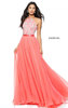 Coral Sherri Hill 50931 Floral Appliques 2017 Halter Party Dress Long