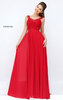 Sherri Hill 50089 Beaded Halter Neckline 2016 Red Open Back Chiffon Long Pleated Evening Dresses