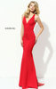 Red Sherri Hill 50644 V-Neck Beaded Sexy Cutout Slim Full Length Dress 2017