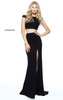 Sherri Hill 50866 Black Rhinestones Fitted Off Shoulder 2 PC Slit Dress 2017