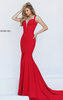 Open Back Plunging V Neckline 2016 Sherri Hill 50125 Sleeveless Red Slit Long Satin Prom Dresses