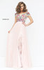 Blush/Multi Plunging V Neckline Floral Printed 2016 Short Sleeves Sherri Hill 50151 Long Tulle Prom Dresses