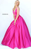 Beading Dark Fuchsia Sherri Hill 50496 Plunged Long Prom Dress Spring 2017