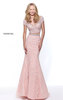 2-Piece Blush Jeweled Appliqued Lace Mermaid Dress By Sherri Hill 51011