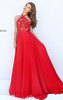 Beaded Patterned 2017 Halter Neckline Red Long Chiffon Prom Dresses Sherri Hill 50468 Open Back