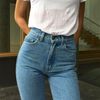 high-waisted jeans