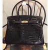 Hermes Birkin Bag Alligator Leather Gold Hardware In Black