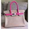 Hermes Birkin Bag Clemence Leather Palladium Hardware Color Blocking In Pink