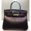 Hermes Birkin Bag Ostrich Leather Gold Hardware In Black