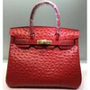 Hermes Birkin Bag Ostrich Leather Gold Hardware In Red