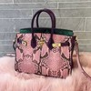 Hermes Birkin Bag Serpentine Barenia Leather Gold Hardware In Pink