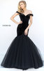 Off The Shoulder Sweetheart Neckline Black Sherri Hill 50717 Strapless Pleated Long Tulle Mermaid Gown 2017