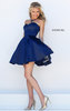 Cheap Sherri Hill Style 50228 Navy Pleated Mini Strapless Prom Dress 2017