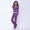 Juicy Couture Pure Color Velour Tracksuit 6047 2pcs Women Suits Purple