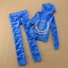 Juicy Couture Crown Logo Velour Tracksuit 6024 2pcs Women Suits Blue