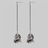 A SINGLE ROSE. Rose Drop Chain Earrings - Silver