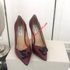 JIMMY CHOO LOVE 100 LEATHER PUMPS WITH JC EMBLEM BURGUNDY