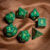 D&D Malachite Gemstone Engraved Dice Set