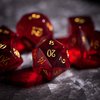 D&D Garnet Zircon Gemstone Engraved Dice Set