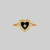 REGALROSE SOLEMN. Black Enamel Heart Ring - Gold