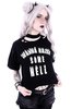 Crop Top Gothic blouse with burning letters "WANNA RAISE SOME HELL"