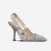 J'Adior Slingback Pumps Women Toile de Jouy Motif Cotton Grey