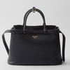 Prada Buckle medium leather handbag with double belt