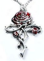 Silver Gothic Druid Immortality Rose Pendant Necklace