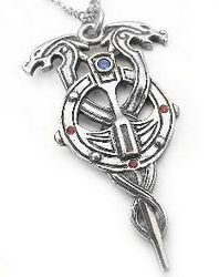 Silver CELTIC Sorcery DRAGON STAFF Pendant Necklace