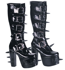 Platform Buckle Spike Knee High Boots