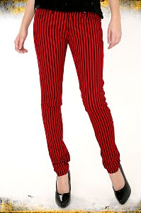 Tripp Red And Black Striped Skinny Denim Pants