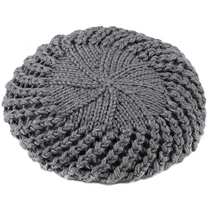 Grey Chunky Knit Beret