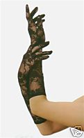 Black Lace Gloves Elbow Victorian Ball Glam Goth