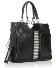 black lambskin plate detail large tote