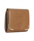 beige leather logo french wallet