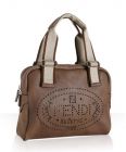 brown pebbled leather perforated tote bag